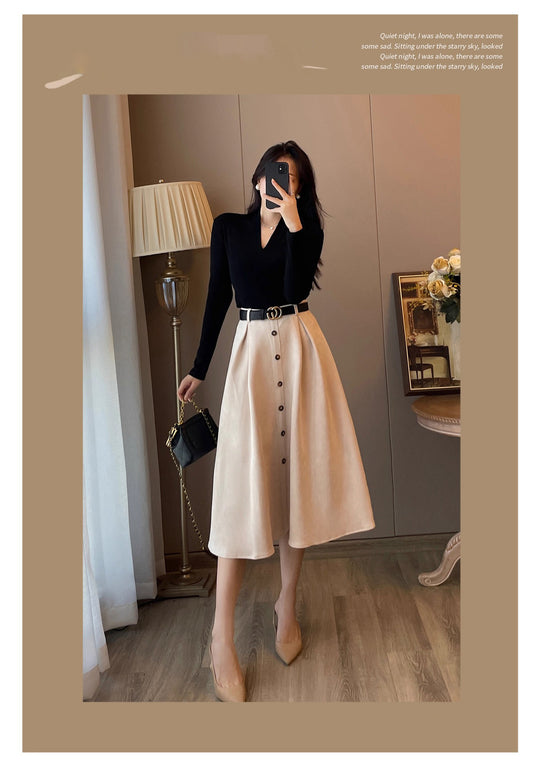 Damen Elegantes Midikleid mit Knopfleiste Shop Nory