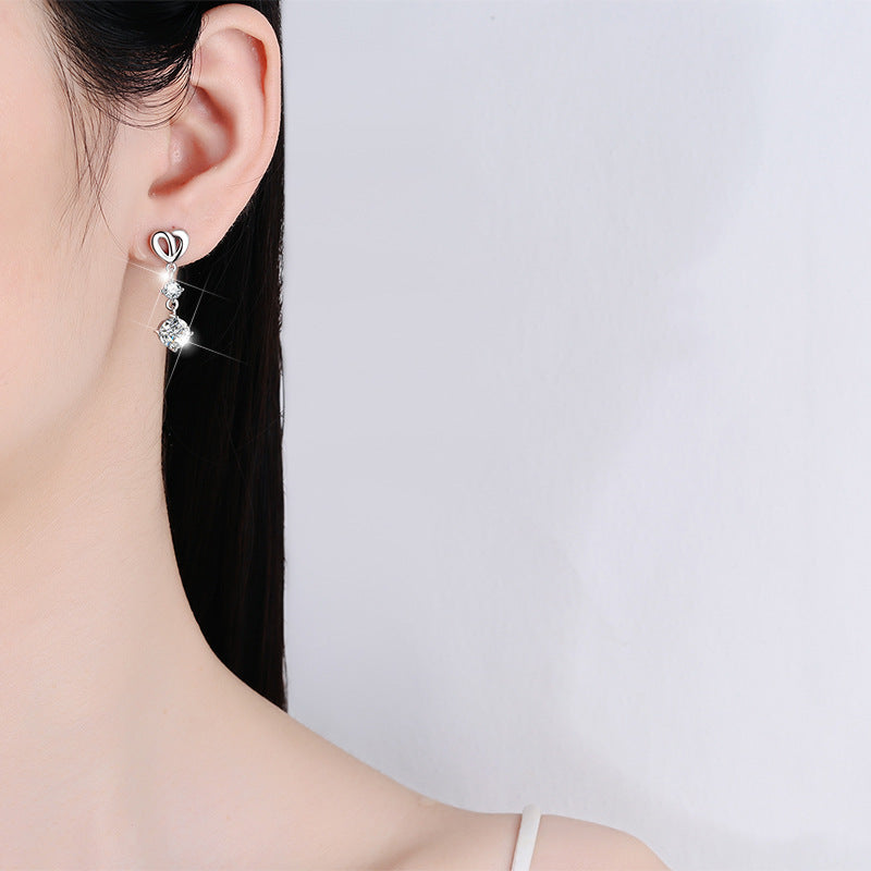Damen Ohrhänger mit romantischem Herzdesign und funkelndem Kristallschmuck Shop Nory