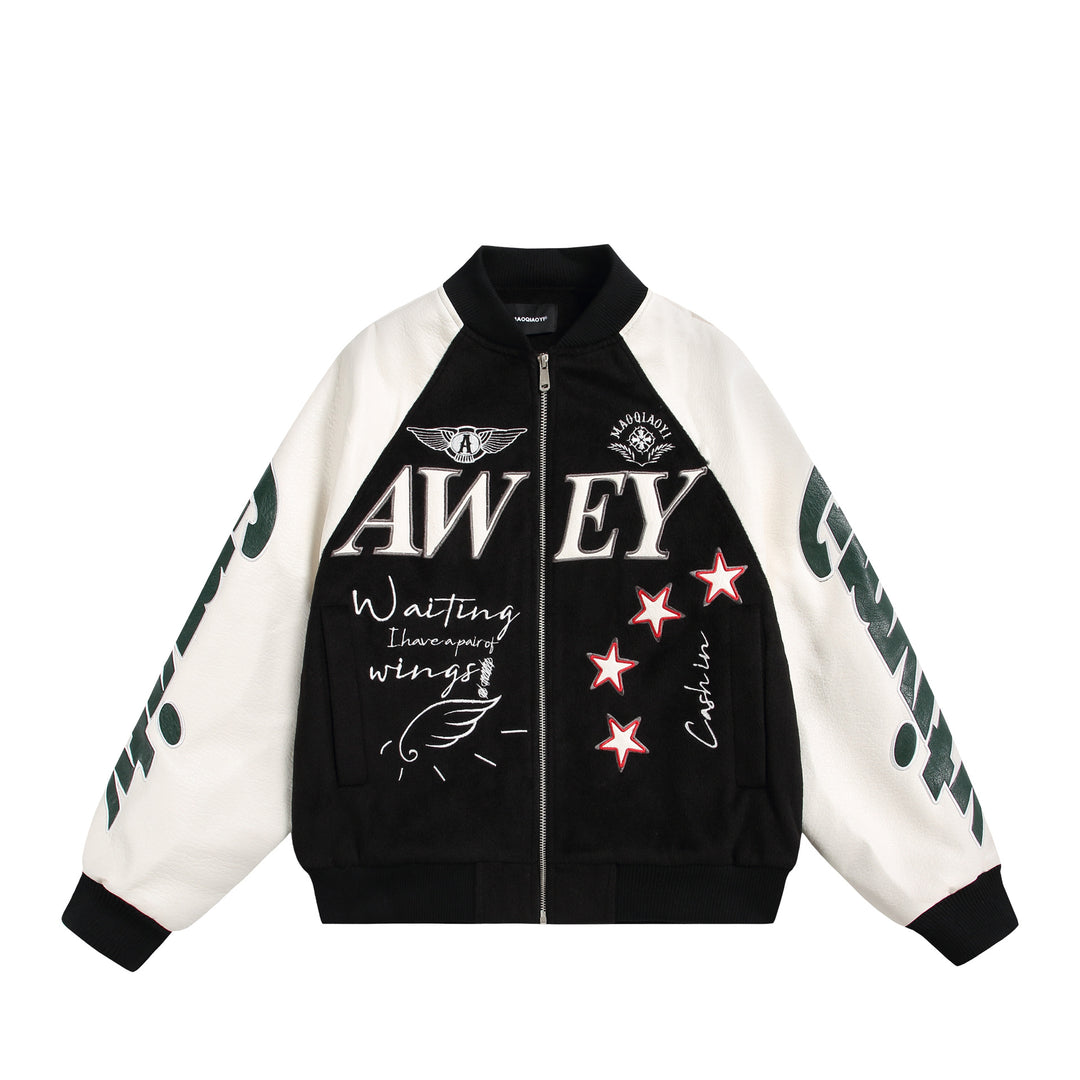 Unisex Varsity-Bomberjacke im Materialmix mit Stick- und Applikationsdetails Shop Nory