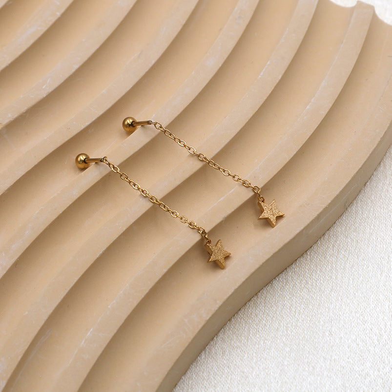 Damen elegante Stern-Ohrringe mit feiner Kette Shop Nory