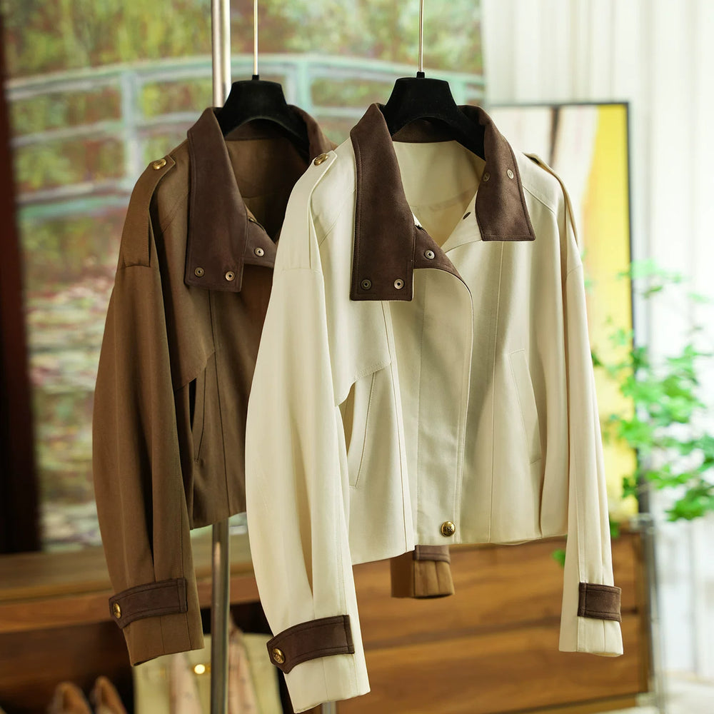 Damen Modische und elegante Kurzjacke mit samtigem Kragen Shop Nory