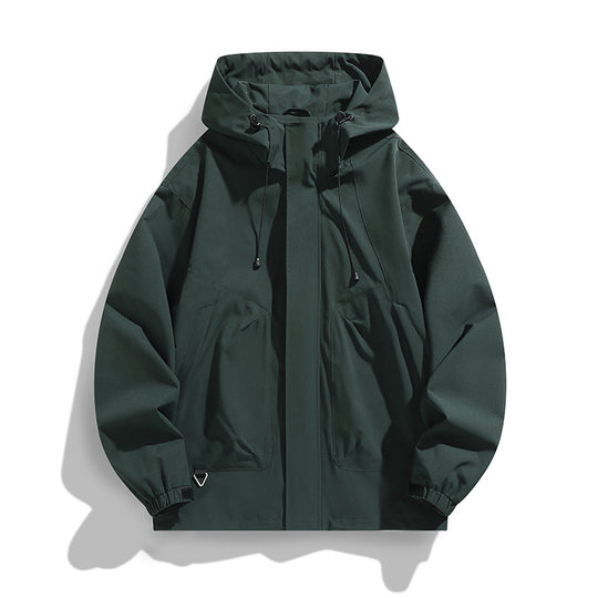Herren Leichte Wind- und Wasserabweisende Kapuzenjacke im Urban-Utility-Stil mit verdeckter Reißverschlussleiste Shop Nory