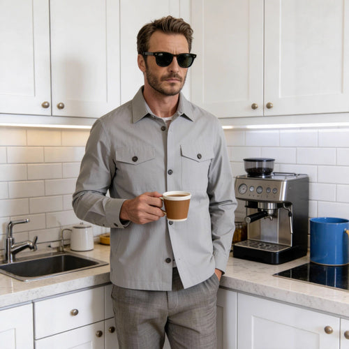 Herren Hemdjacke mit Pattentaschen und leichter Baumwollmischung Shop Nory