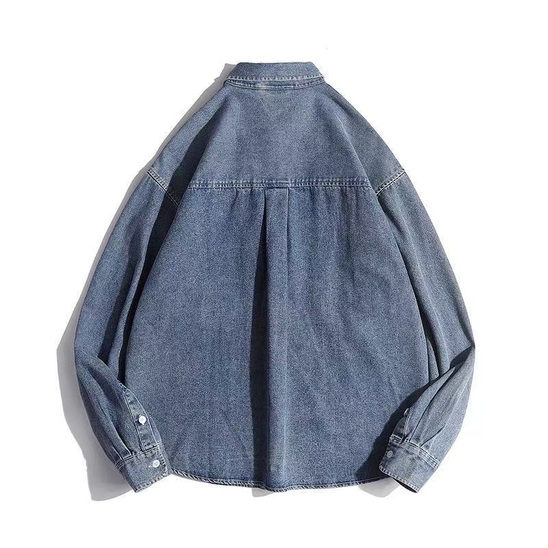 Unisex Boxy-Denim-Overshirt mit aufgesetzten Brusttaschen und gerundetem Saum Shop Nory
