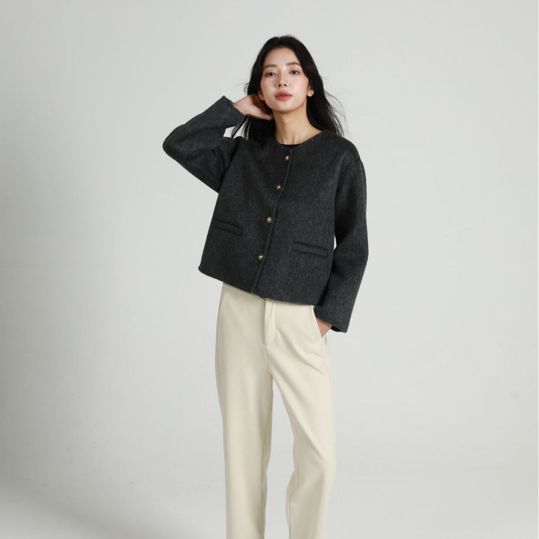 Damen Modische Kurzjacke mit Knopfleiste Shop Nory