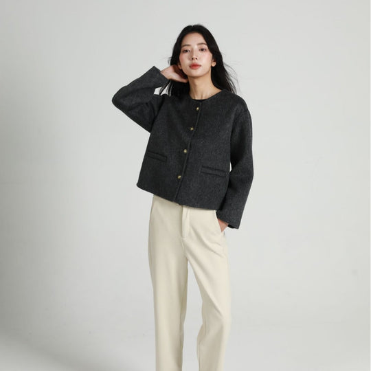 Damen Modische Kurzjacke mit Knopfleiste Shop Nory