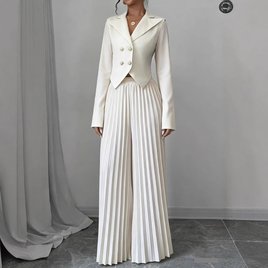 Damen Taillierter Doppelreihiger Blazer und plissierte Palazzo-Hose Shop Nory