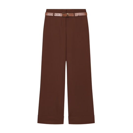 Damen Hochtaillierte Wide‑Leg‑Hose mit Bügelfalte, Gürtelschlaufen und verdeckter Knopfleiste Shop Nory