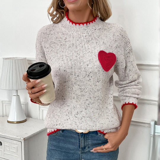 Damen Gemütlicher Pullover mit Herzen Shop Nory