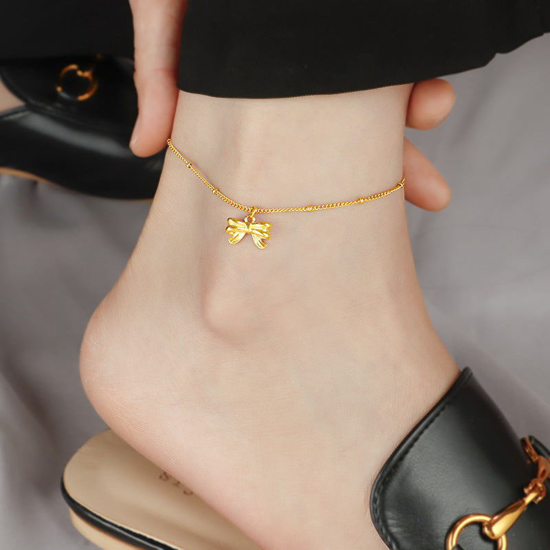 Damen Fußkette mit eleganten Schleifenanhänger Shop Nory