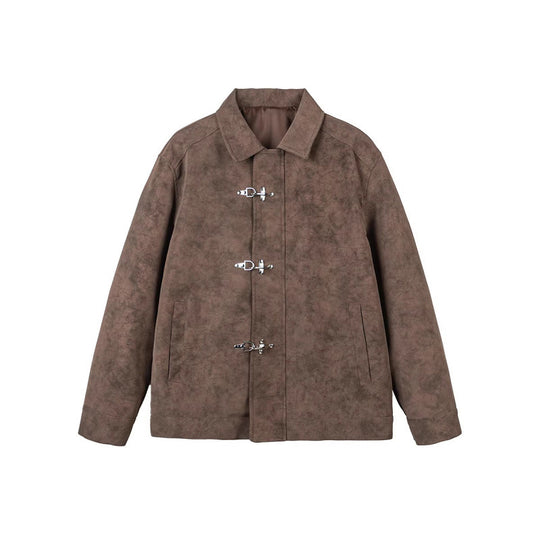Herren Kurzjacke aus Velourslederimitat mit Metall-Knebelverschlüssen Shop Nory