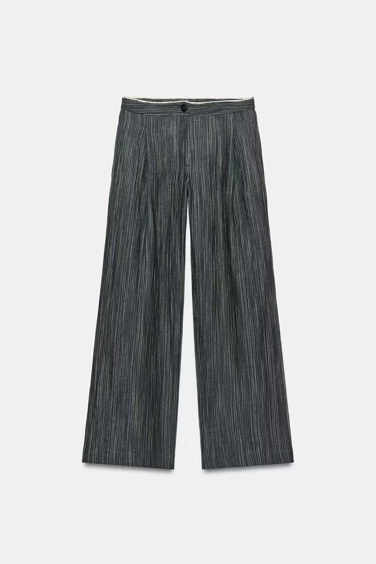 Damen Weit geschnittene Marlenehose mit Bügelfalte und feinem Nadelstreifen Shop Nory