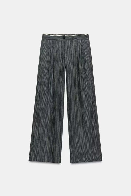 Damen Weit geschnittene Marlenehose mit Bügelfalte und feinem Nadelstreifen Shop Nory