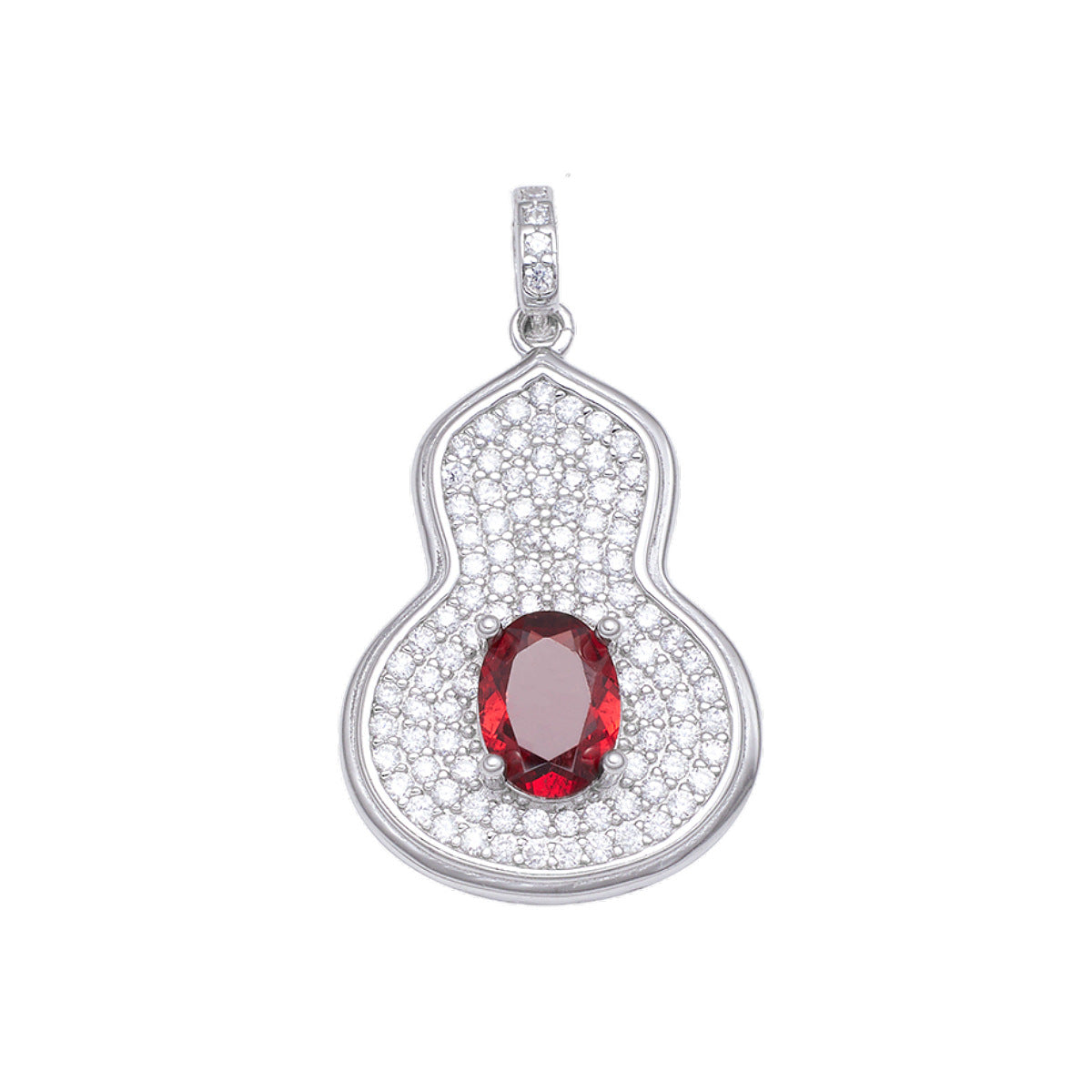 Damen eleganter Anhänger mit rot funkelndem Zirkon Stein Shop Nory