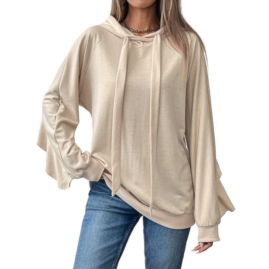 Damen Lässiger Oversize-Hoodie mit Kapuze, langen Kordelbändern und Raglanärmeln Shop Nory