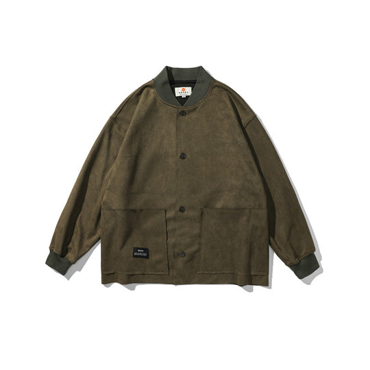 Herren Lockeres Overshirt aus Veloursleder-Imitat mit Knopfleiste und großen Fronttaschen Shop Nory