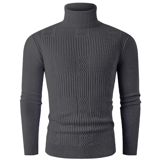 Herren Rollkragenpullover aus Feinstrick mit strukturiertem Jacquardmuster und tailliertem Schnitt Shop Nory