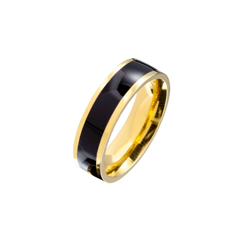 Herren Ring mit elegantem Edelstahl- und schwarzem Akzent-Shop Nory