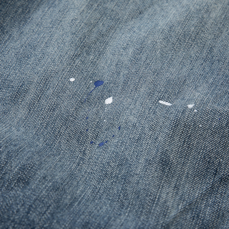 Damen Weit geschnittene High‑Waist Jeans mit Kordelzug, Farb‑Sprenkel und Used‑Waschung Shop Nory