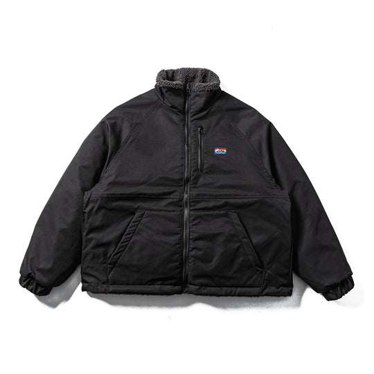 Unisex Teddy-Fleece Jacke mit Nylon-Paneelen, Stehkragen und Tunnelzug Shop Nory
