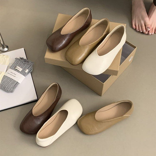 Damen bequeme Ballerinas aus hochwertigem Leder mit flexibler Sohle Shopnory