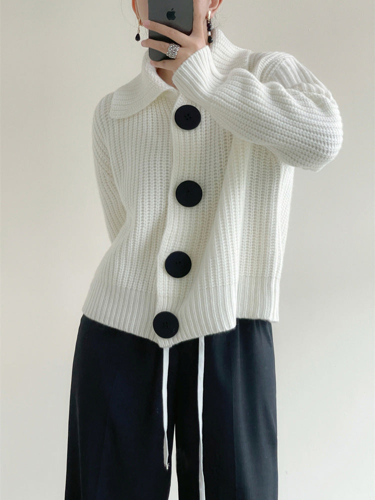 Damen Kuschelige Strickjacke mit großen Knöpfen Shop Nory
