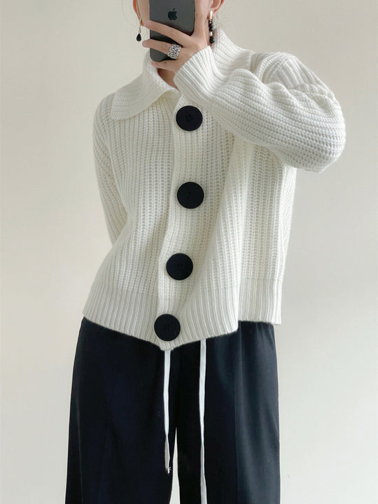 Damen Kuschelige Strickjacke mit großen Knöpfen Shop Nory