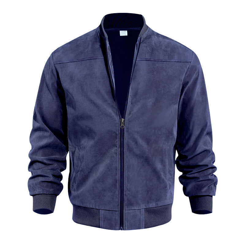 Herren nan Veloursimitation Blouson mit Stehkragen, elastischen Rippbündchen und verdecktem Reißverschluss Shop Nory