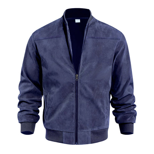 Herren nan Veloursimitation Blouson mit Stehkragen, elastischen Rippbündchen und verdecktem Reißverschluss Shop Nory