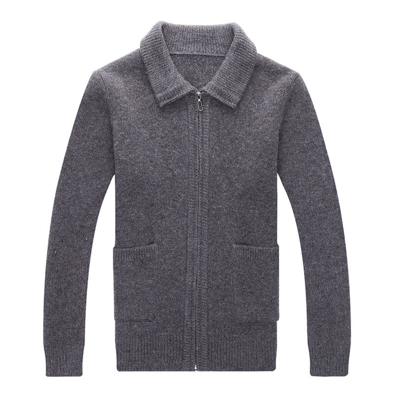 Herren Strickjacke mit durchgehendem Reißverschluss Stehkragen und aufgesetzten Taschen Shop Nory