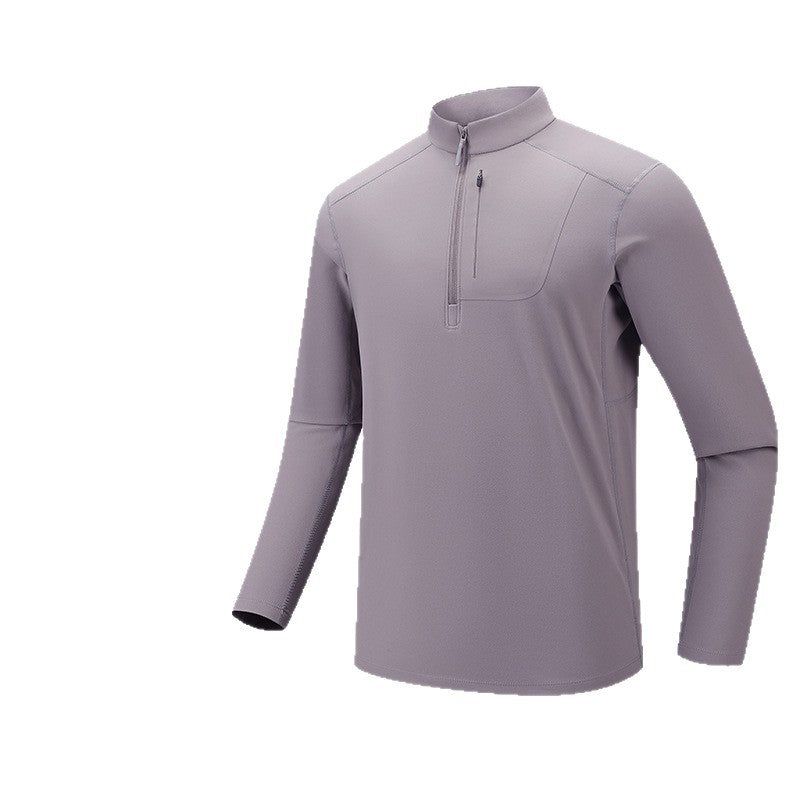 Herren Funktionelles Langarm-Trainingstop mit Stehkragen und Reißverschluss-Ärmeltasche Shop Nory