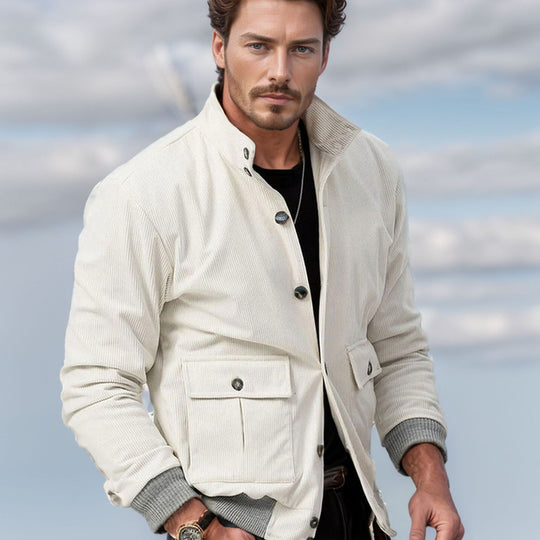 Herren Corduroy-Fieldjacke mit Pattentaschen und Stehkragen Shop Nory