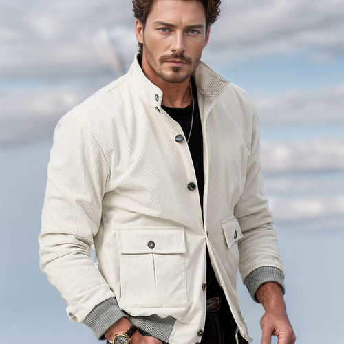 Herren Corduroy-Fieldjacke mit Pattentaschen und Stehkragen Shop Nory