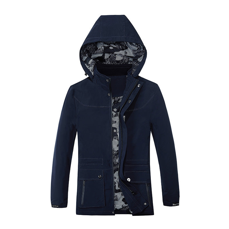 Herren Kapuzen-Parka im Canvas-Utility-Stil mit Camouflage-Innenfutter Shop Nory