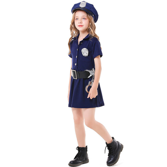Mädchen Polizeikostüm mit Rock und Modischen Accessoires Shop Nory