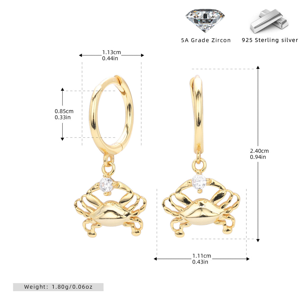 Damen Ohrhänger mit elegantem Krebsdesign aus hochwertigem 925 Sterling Silber Shop Nory