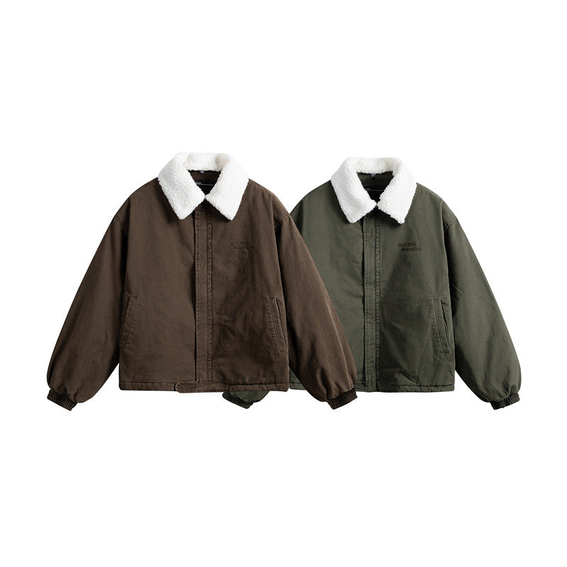 Herren Kurz geschnittener Canvas-Blouson mit Teddykragen und wattierter Thermofütterung Shop Nory