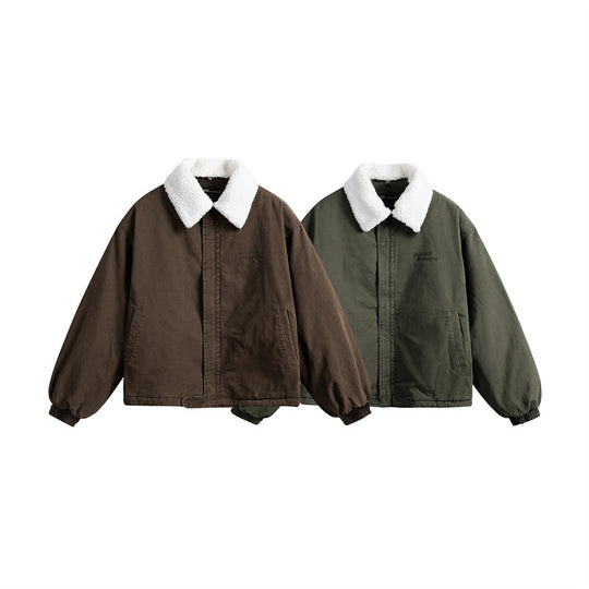 Herren Kurz geschnittener Canvas-Blouson mit Teddykragen und wattierter Thermofütterung Shop Nory
