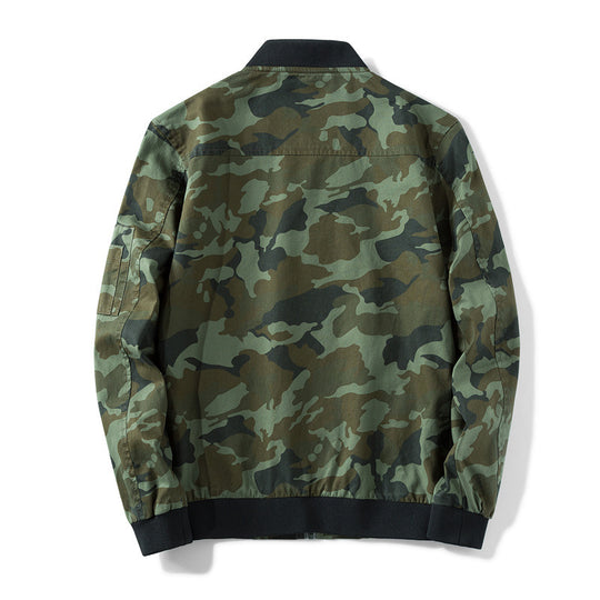Herren Camouflage Bomberjacke im Military‑Style mit Patch‑Applikationen, Ärmeltasche und Rippenbündchen Shop Nory