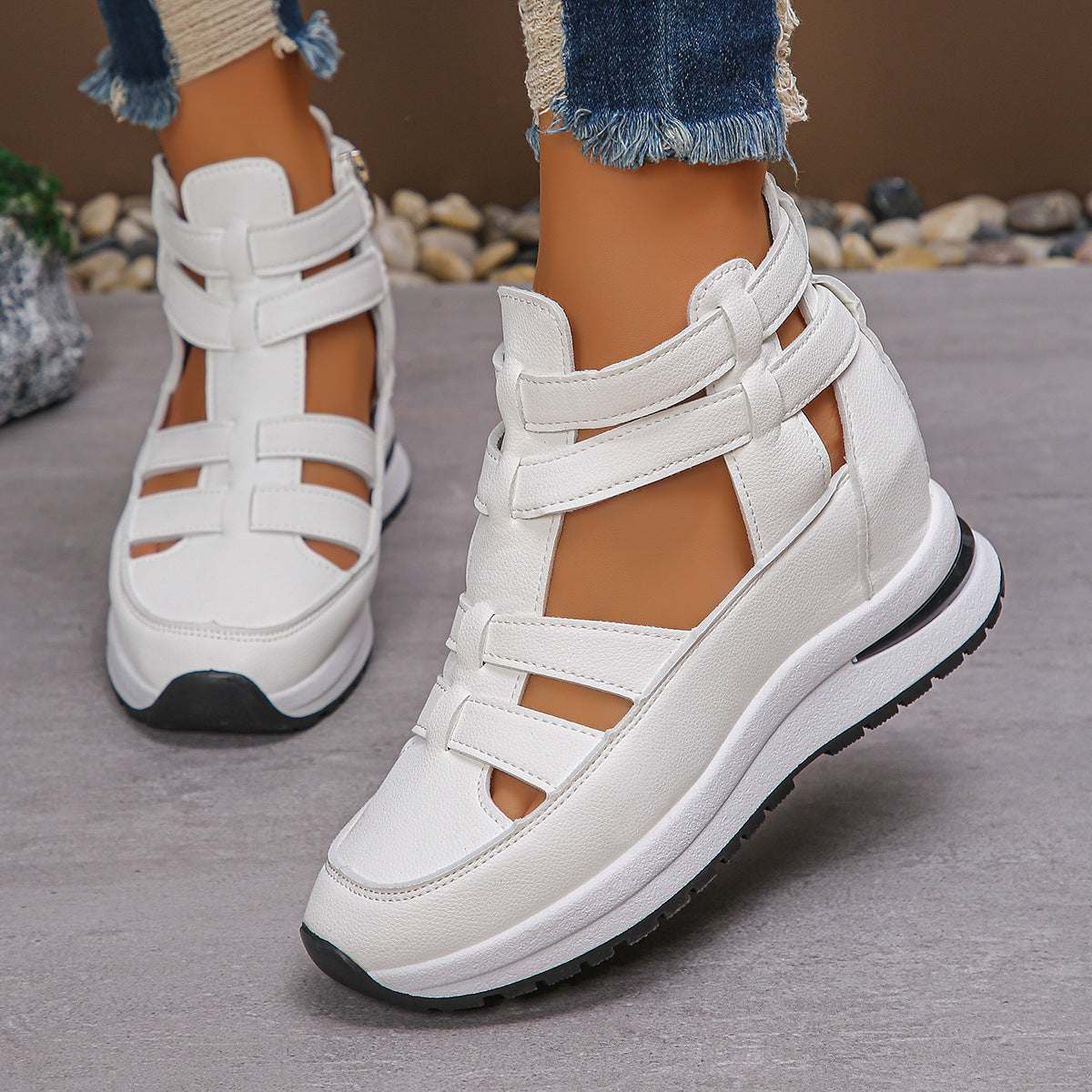 Damen Wedge-Sneaker mit verstellbaren Riemen und atmungsaktiver Sohle