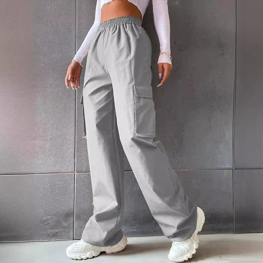 Damen Cargo-Hose mit seitlichen Taschen und elastischem Bund