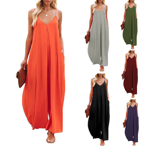 Damen Maxikleid mit v-ausschnitt und fließendem Schnitt