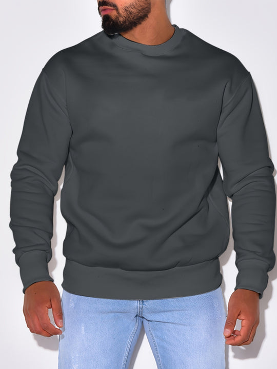 Herren Lässiges Rundhals-Sweatshirt mit Rippbündchen Shop Nory