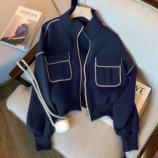 Damen Modische Cropped-Jacke mit Taschen Shop Nory