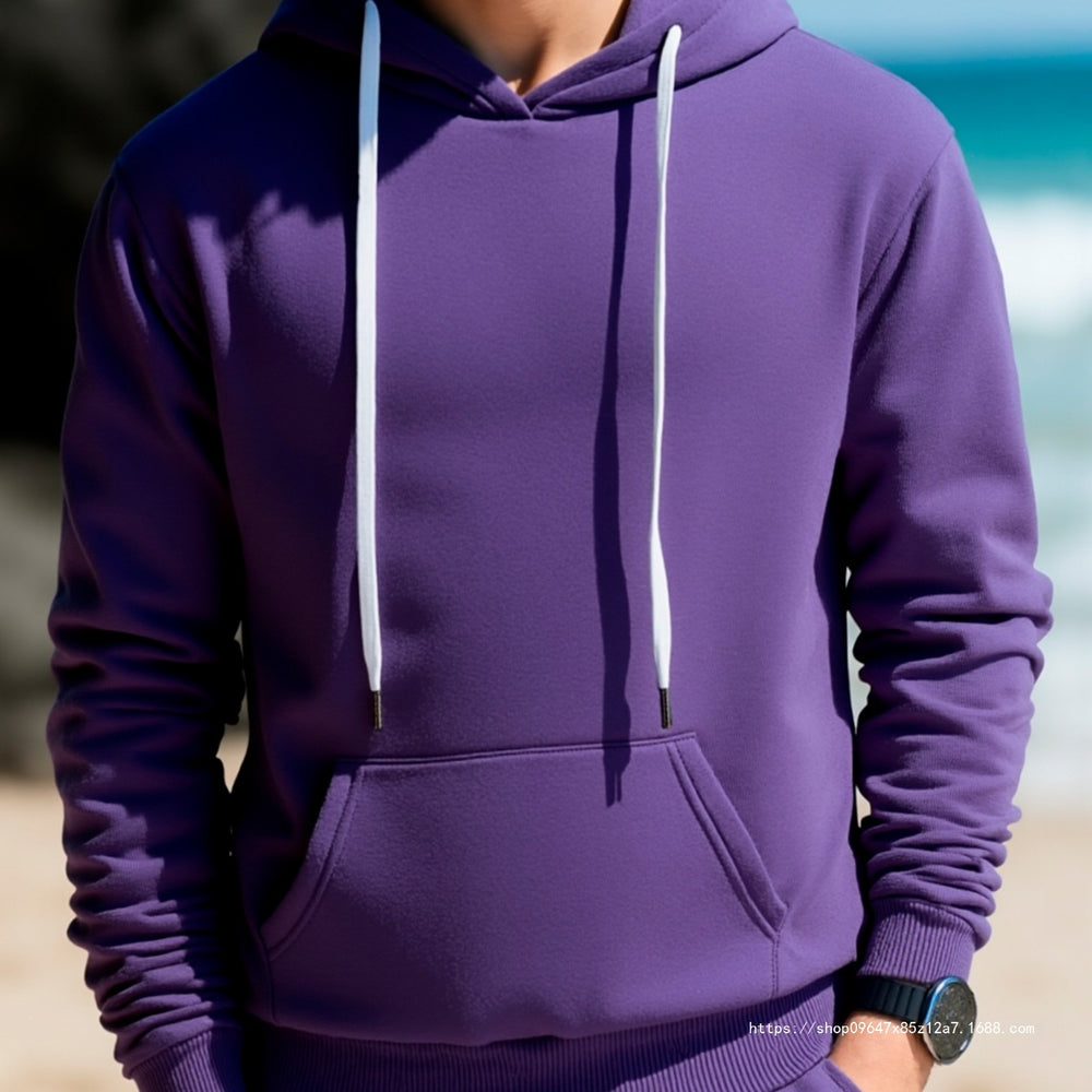 Herren Kapuzenpullover aus French‑Terry mit Kängurutasche & geripptem Saum Shop Nory