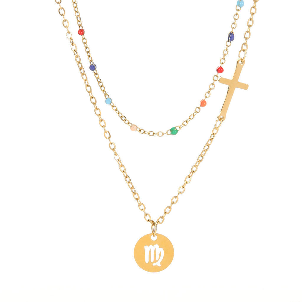 Damenkette mit bunten Perlen und einem Zodiacanhänger Shop Nory