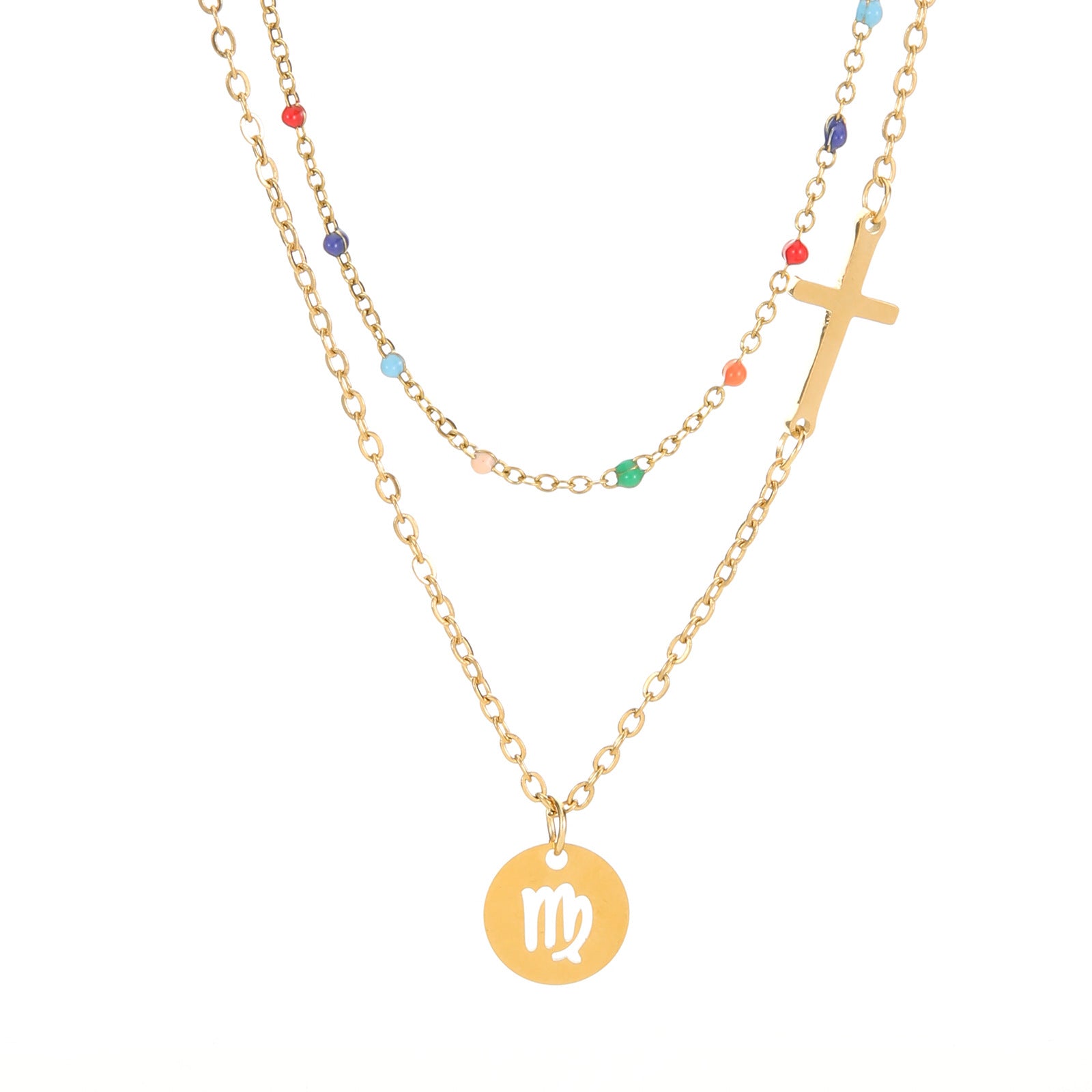 Damenkette mit bunten Perlen und einem Zodiacanhänger Shop Nory