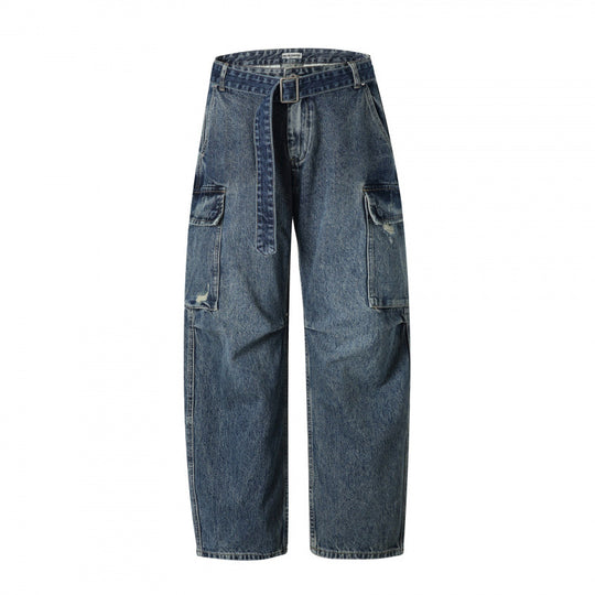 Damen Cargo-Jeans mit hohem Bund, weitem Relaxed-Fit und abnehmbarem Denim-Gürtel Shop Nory