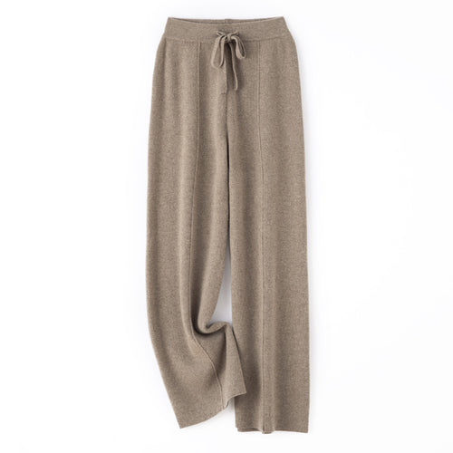 Damen Weiche Strickhose mit weitem Bein, Tunnelzugbund und dekorativer Mittelnaht Shop Nory