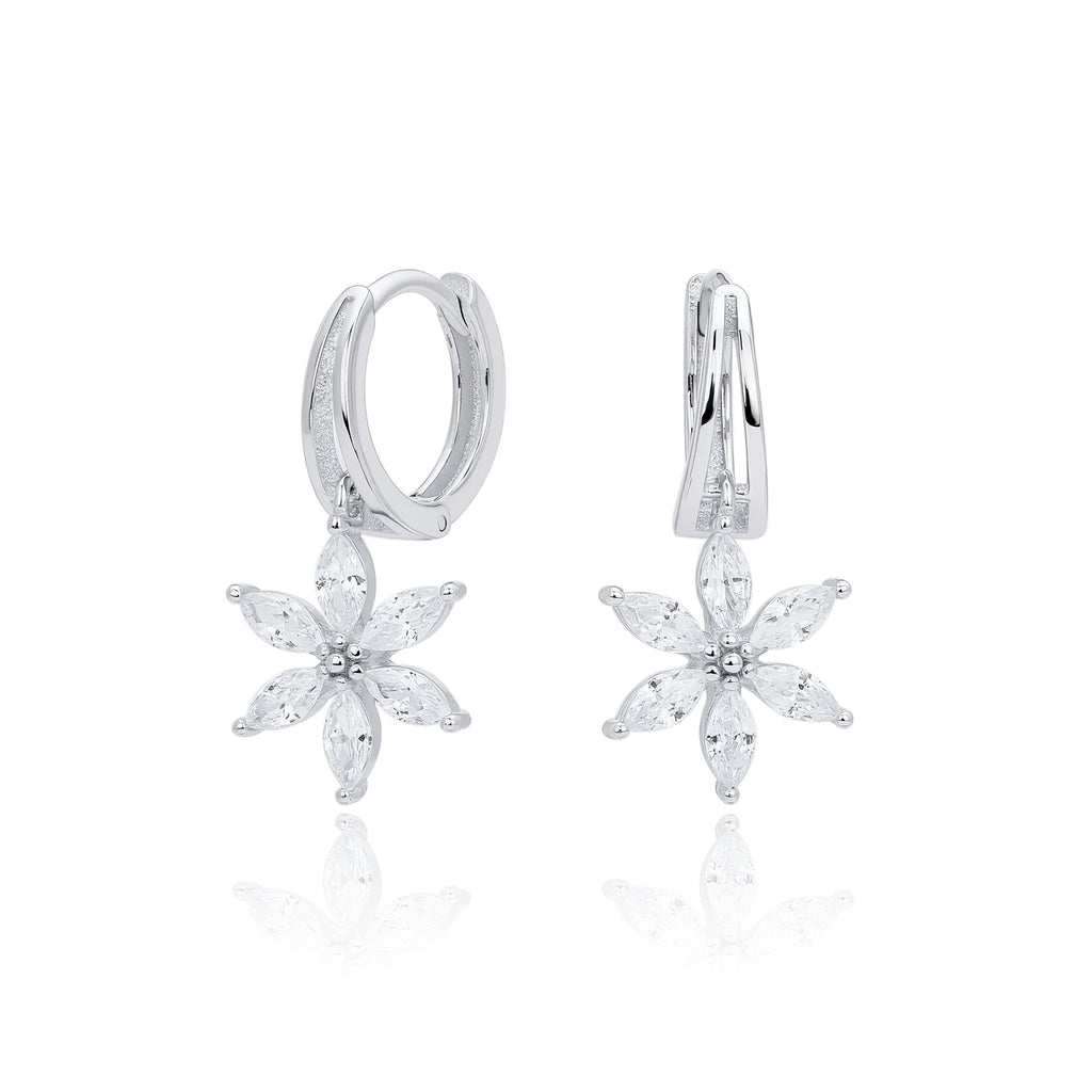 Damen Ohrhänger mit funkelndem Zirkon und Blumenmotiv Shop Nory